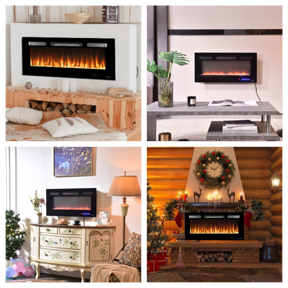 Electric Fireplace with Remote, Wall-mount/Fully embedded/Semi-embedded, 36"