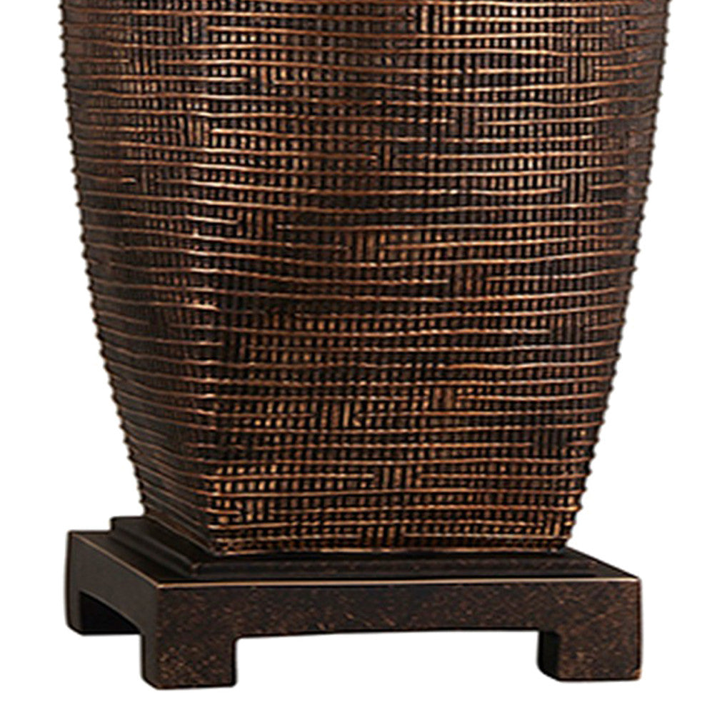 Benzara BM240304 Table Lamp With Polyresin Urn Shape Base, Bronze