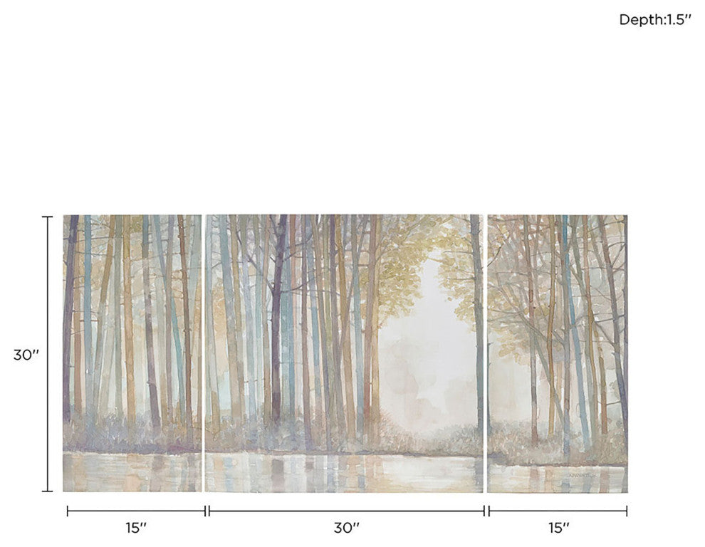 Madison Park 3-Piece Forest Reflections Gel Coated Canvas Set