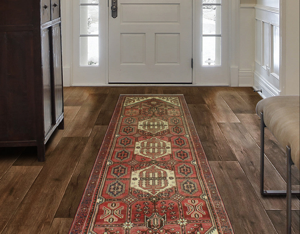 Fine Vintage Distressed Erhan Pink/Ivory Runner, 3'8 x 9'9