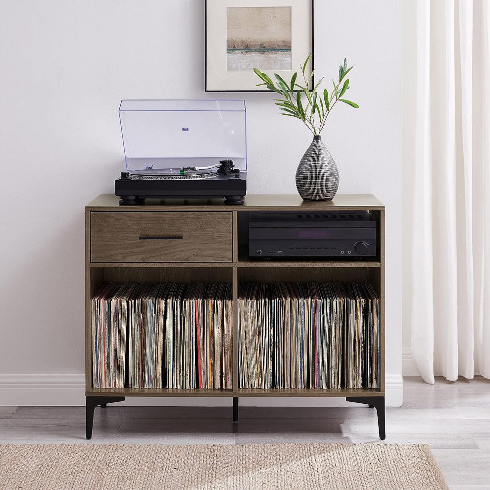 Sydney Record Storage Media Console Walnut
