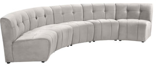 Limitless Velvet Upholstered 5-Piece Modular Sectional, Cream