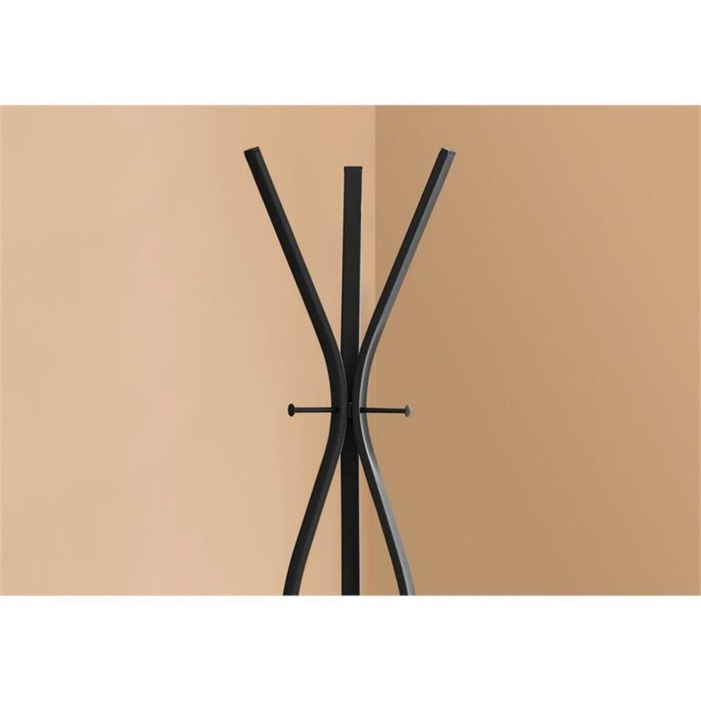 Coat Rack Hall Tree 3 Hooks Entryway 72"H Bedroom Metal Black