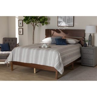 Anthony Modern and Contemporary Walnut Brown Finished Wood Queen Size Panel Bed