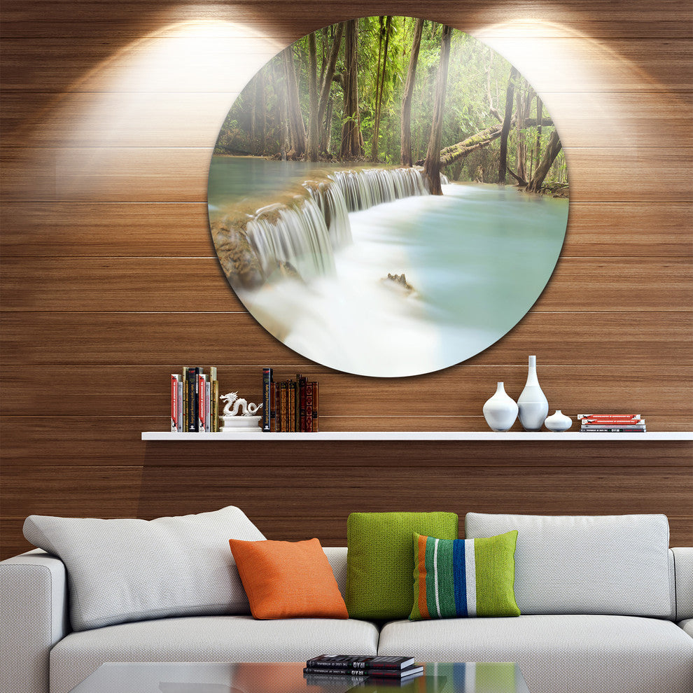 Huai Mae Kamin Waterfall, Photography Disc Metal Artwork, 23"