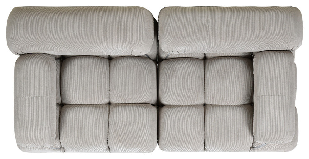 Marcel 72.5" Post-Modern Modular Loveseat, Pebble Gray Corduroy