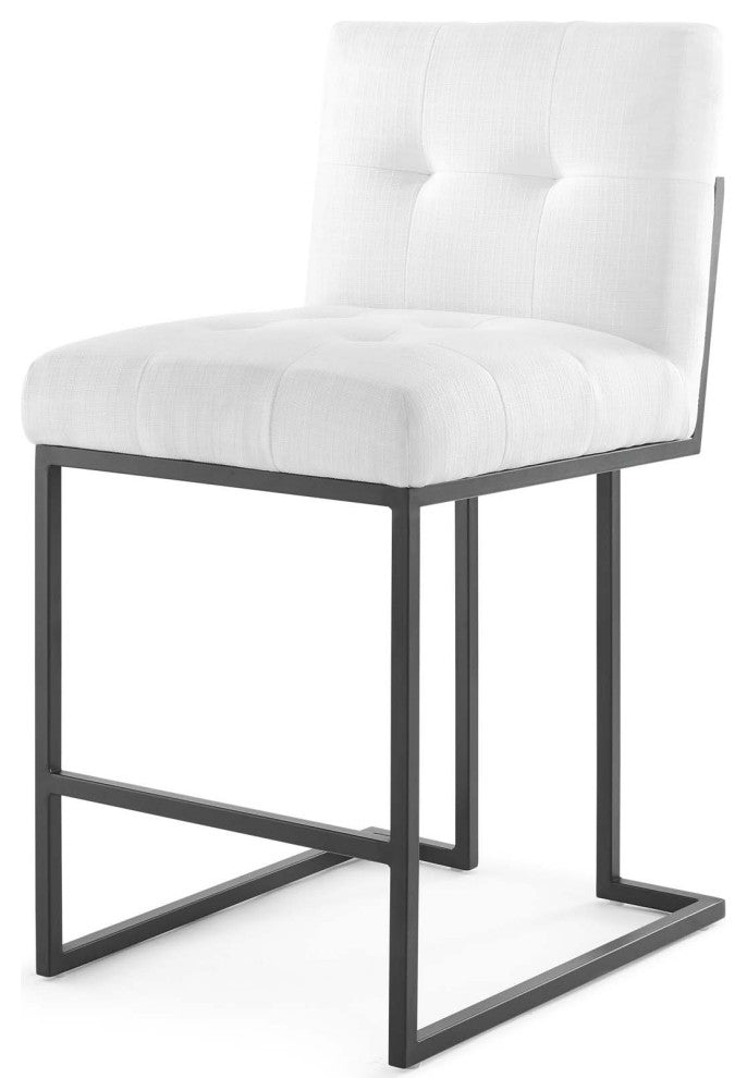 Counter Stool Chair, Set of 2, Fabric, Metal, Black White, Modern, Bar Pub