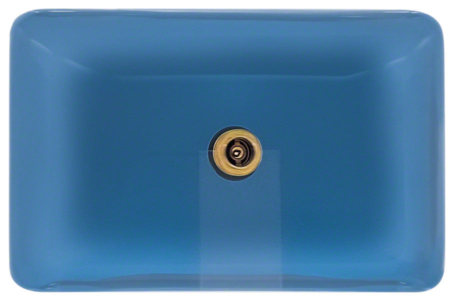 P046A Colored Glass Vessel Bathroom Sink, Aqua