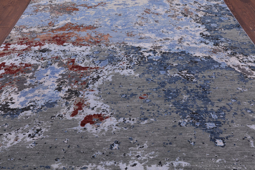8' 0" X 10' 2" Hand Knotted Abstract Wool and Silk Rug Q8883