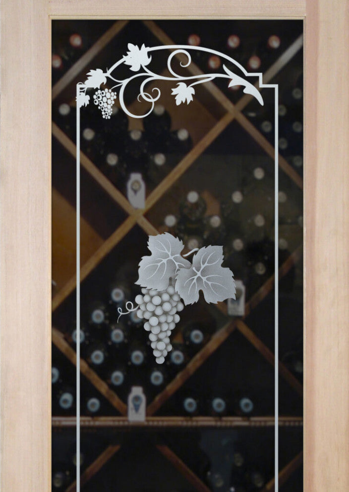 Wine Door - Grape Cluster Grape Ivy - Primed - 28" x 96" - Knob on Right -...