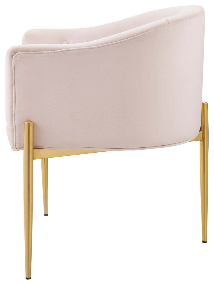 Tufted Accent Chair, Velvet, Metal, Pink, Modern, Living Lounge Hospitality