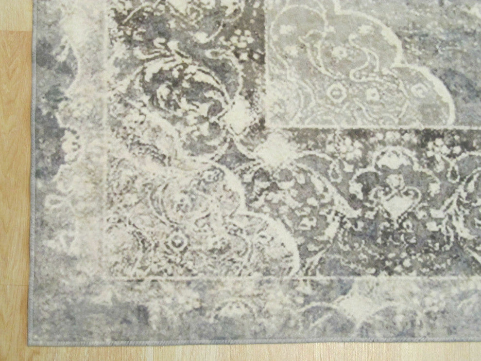 Gray Distressed Bohemian Moderno Medallion Rug, 5' 3 X 7' 6