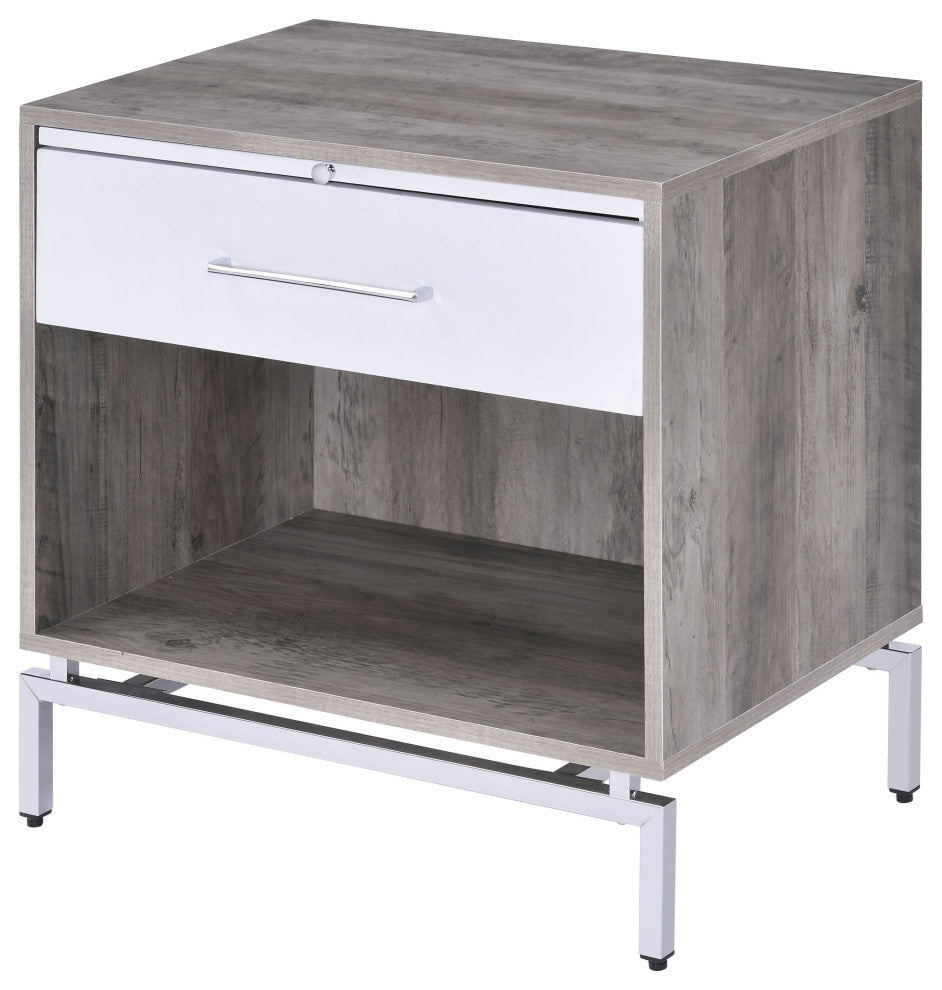 Cistus Accent Table, Gray Oak and White