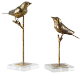 Uttermost 18898 Passerines Two Piece Iron Bird Statue Set by - Antique Gold