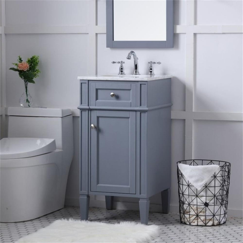 Elegant Decor Park Avenue 18" Single Marble Top Bathroom Vanity in Gray