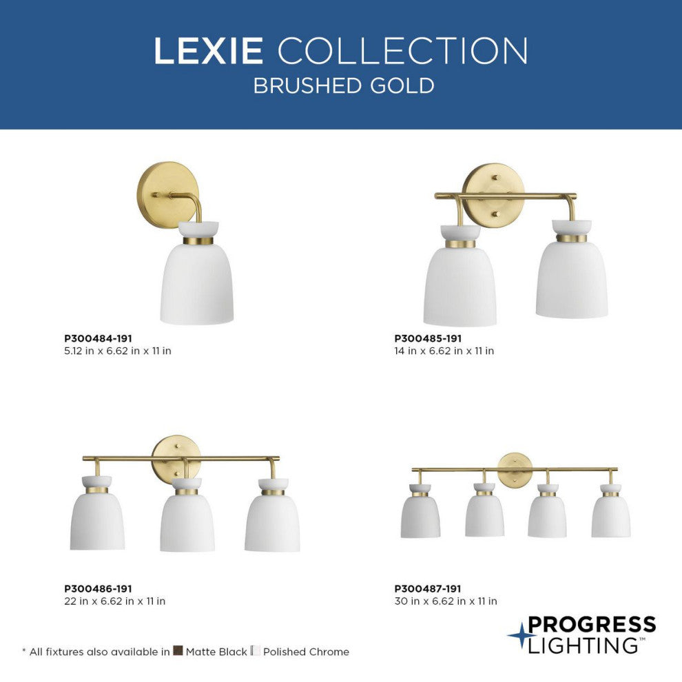 Lexie Collection Contemporary Vanity Light, Brushed Gold