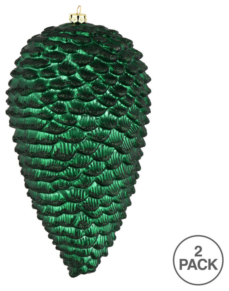 Vickerman N187374D 10" Midnight Green Matte Glitter Pinecone Christmas Ornament