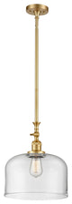 X-Large Bell 1 Light Mini Pendant, Satin Gold, Clear