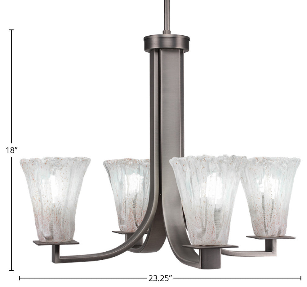 Apollo 4-Light Chandelier, Graphite/Fluted Italian Ice