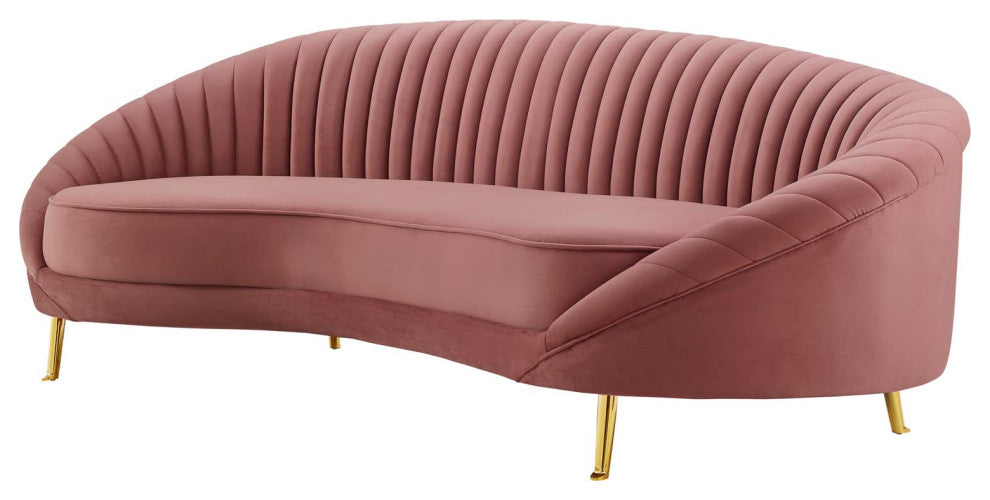 Tufted Sofa, Velvet, Pink, Modern, Living Lounge Room Hotel Lobby Hospitality