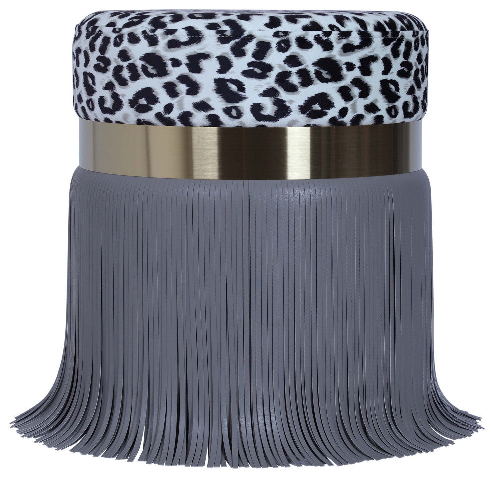 TOV Furniture Ajani Upholstered Ottoman in Grey