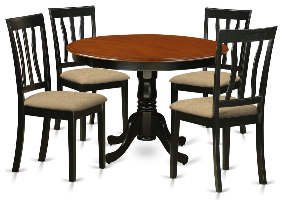 5 Pc Set With A Dining Table And 4 Dinette Chairs, Black