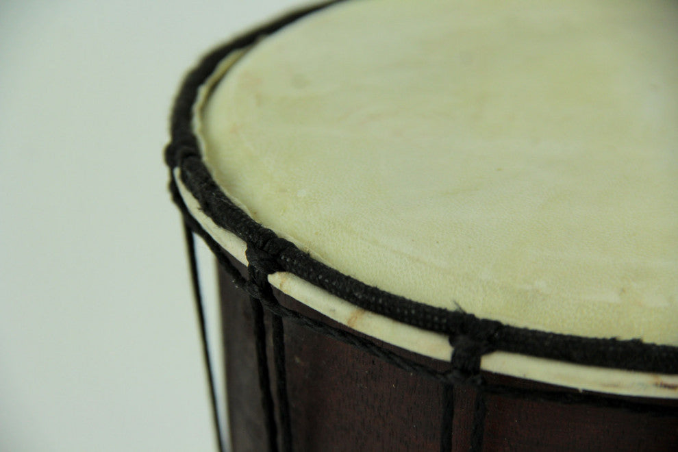 Aboriginal Dot Painted Dolphin Wooden Coastal Theme Djembe Drum 11" Tall
