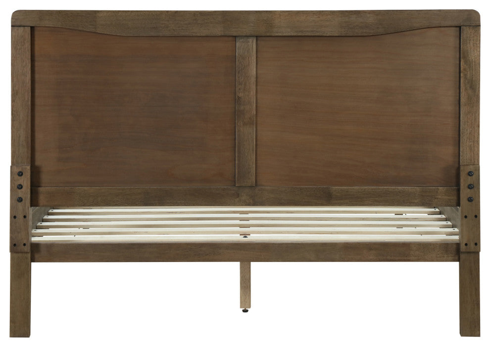 Stacey Rustic Wooden Queen Platform Bed, Weathered Oak