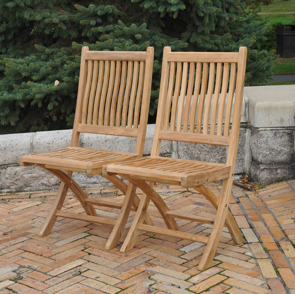 Teak Folding Rockport Chair Without Arms, Set of 2
