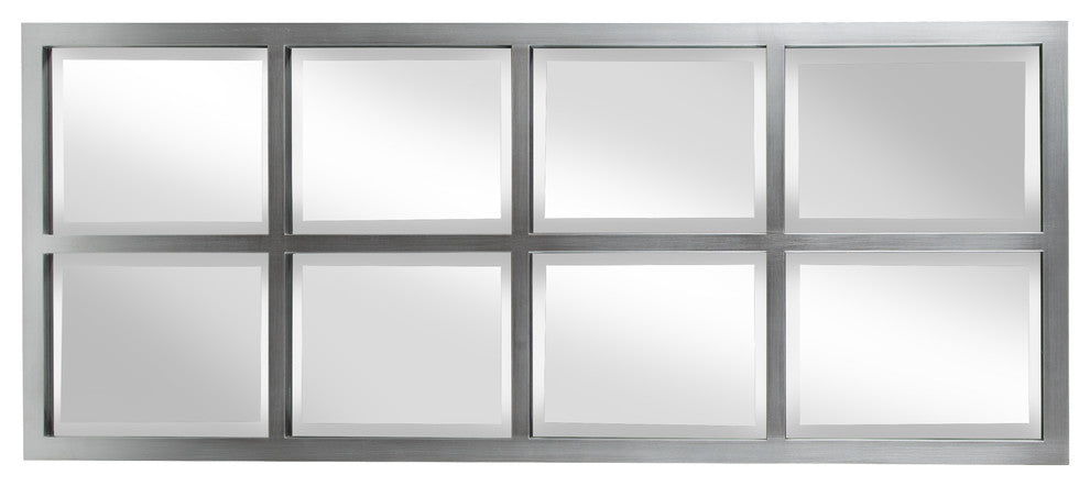 Stryker Windowpane Framed Wall Mirror, Antique Silver