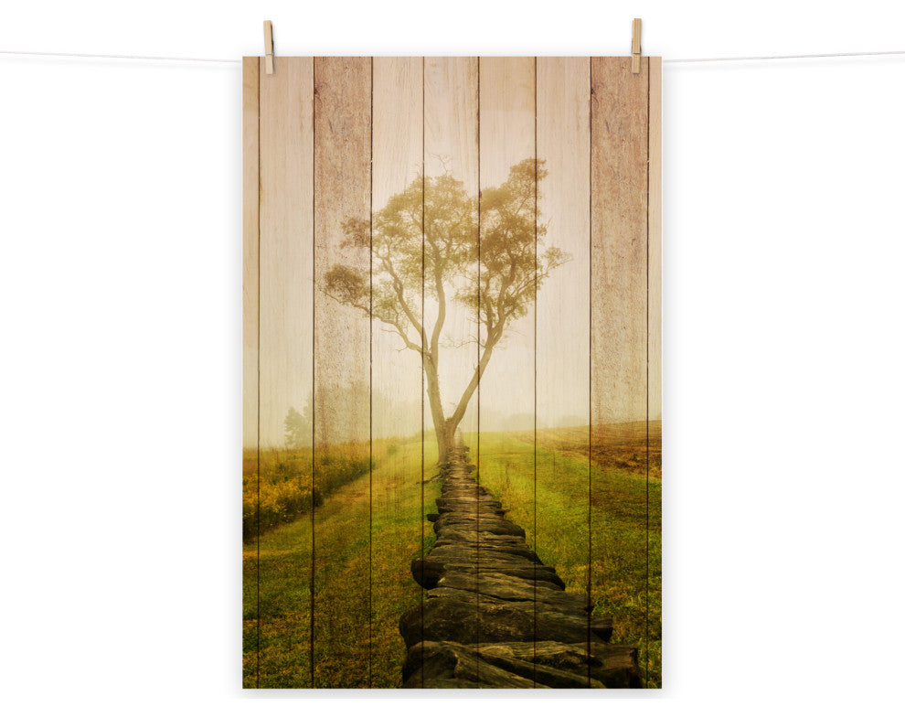 Faux Wood Calming Morning Landscape Photo Unframed Wall Art Prints, 11" X 14"