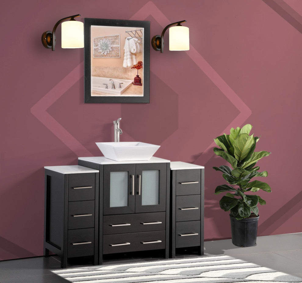 Vanity Art Bathroom Vanity Set With Sink, Espresso, 48", Led Touch-Switch Mirror