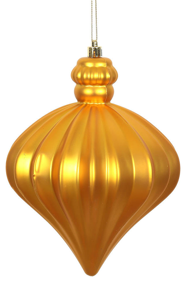 Vickerman 6" Matte Onion Drop, 4 per Bag, Antique Gold