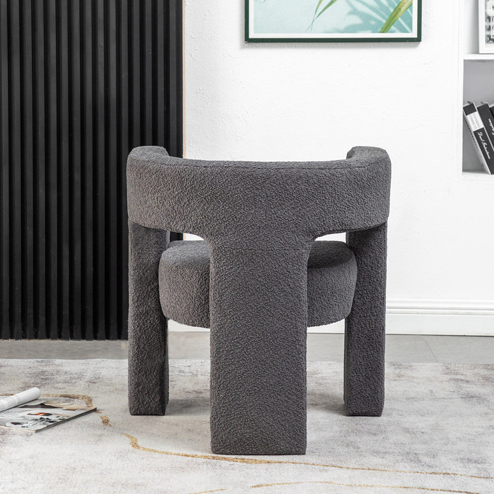 28" Wide Boucle Upholstered Square Armchair, Gray