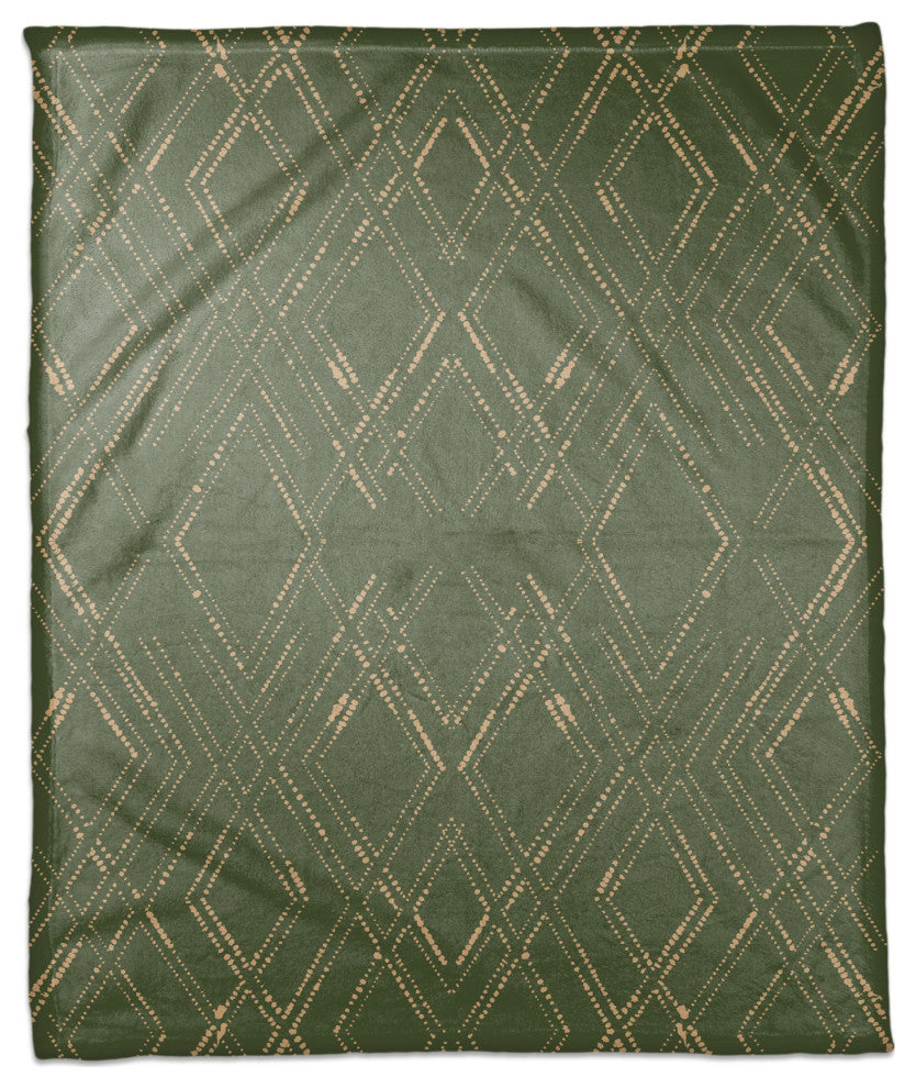 Green and Gold Diamond 50x60 Coral Fleece Blanket