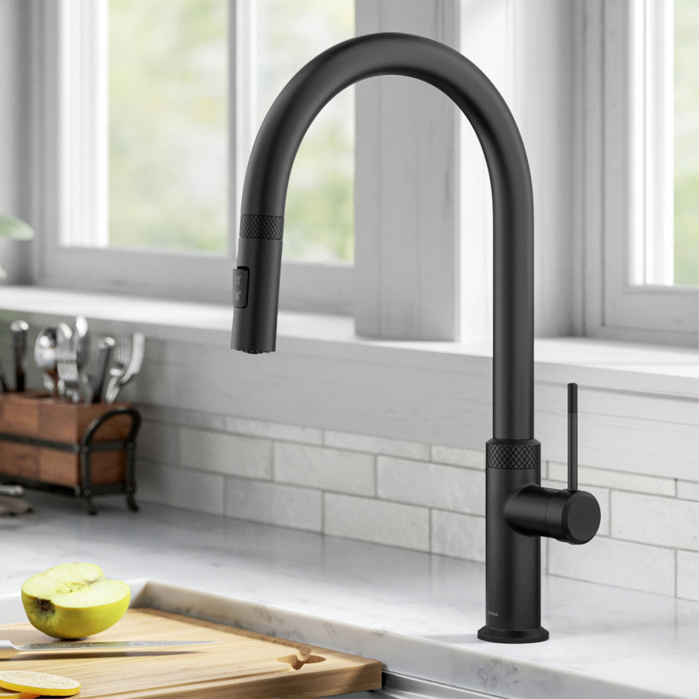 Oletto Pull-Down 1-Hole Kitchen Faucet, Matte Black, Model Kpf-2654mb