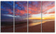 Colored Clouds in Beach at Sunset, Seashore Canvas Print, 48"x28", 4 Panels
