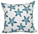 Soft Starfish, Geometric Print Pillow, Teal, 18"x18"