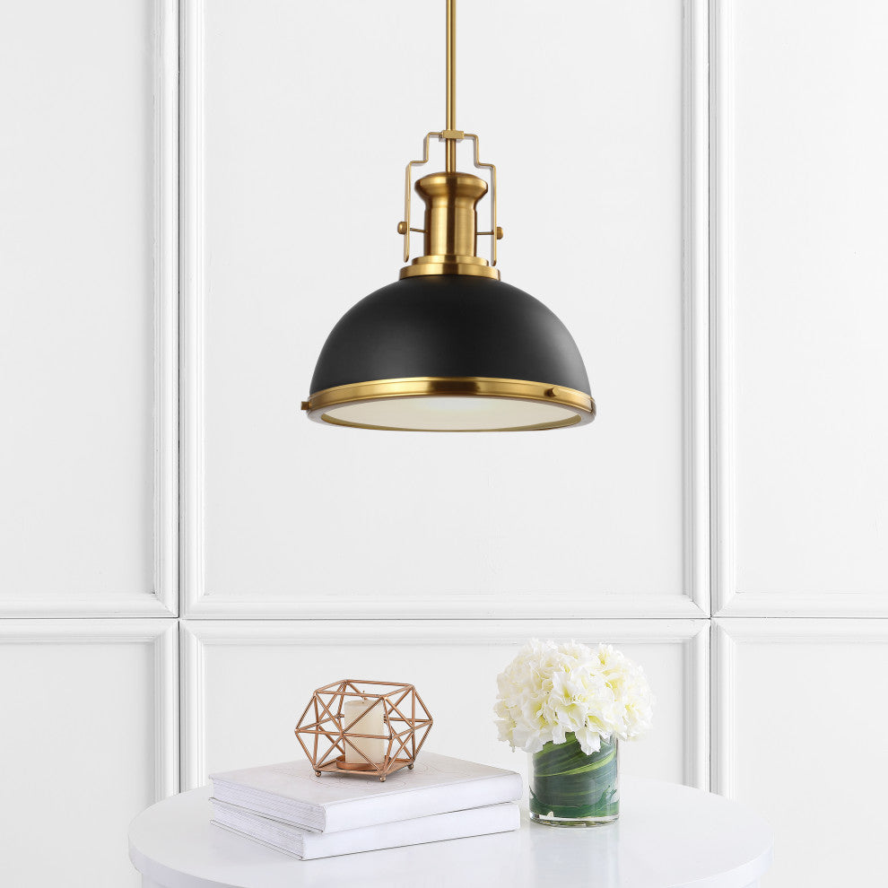 Homer 13"W LED Pendant - Black / Brass Gold