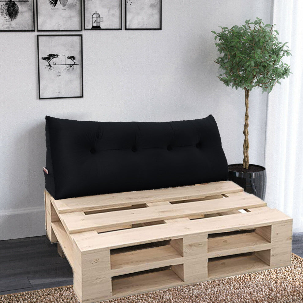 Bed Wedge Pillow Back Rest Support, Black Velvet, 54x20x8