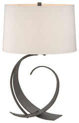 Fullered Impressions Table Lamp, Dark Smoke, Flax Shade