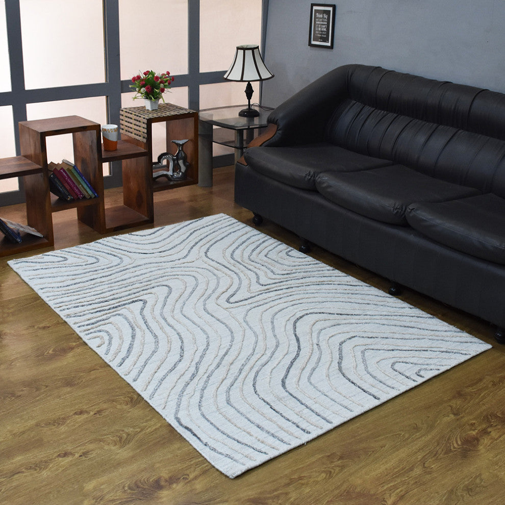 HAND WOVEN FLAT WEAVE KILIM POLYESTER RUGS -Rectangle,Beige Multicolor,Abstract, [Rectangle] 9'x12'