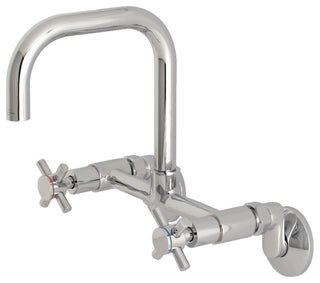 Kingston 8" Adjustable Center Wall Mount Kitchen Faucet, Polished Chrome
