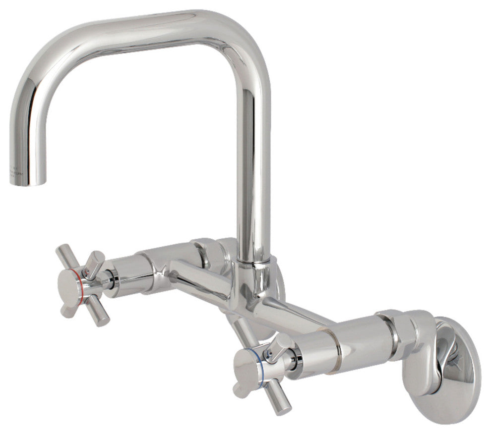 Kingston 8" Adjustable Center Wall Mount Kitchen Faucet, Polished Chrome
