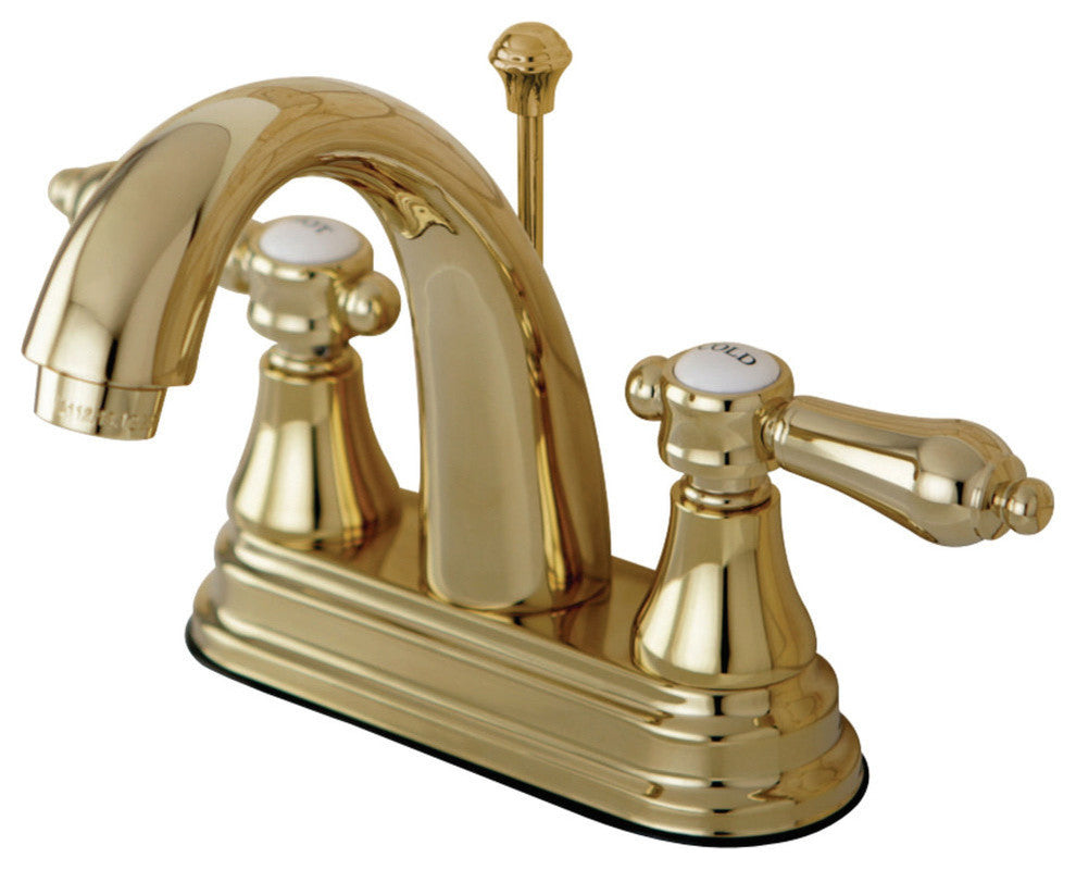 4" Centerset Bathroom Faucet WithBrass Pop-Up, Polished Brass