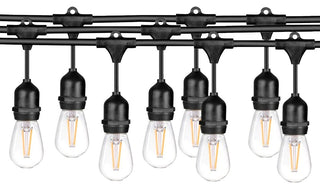 LEDPAX LED Outdoor Waterproof String Lights, 7 Sockets, Edison Bulbs, 24'