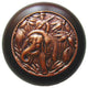 Jungle Patrol Wood Knob, Antique Brass, Dark Walnut Wood Finish, Antique Copper