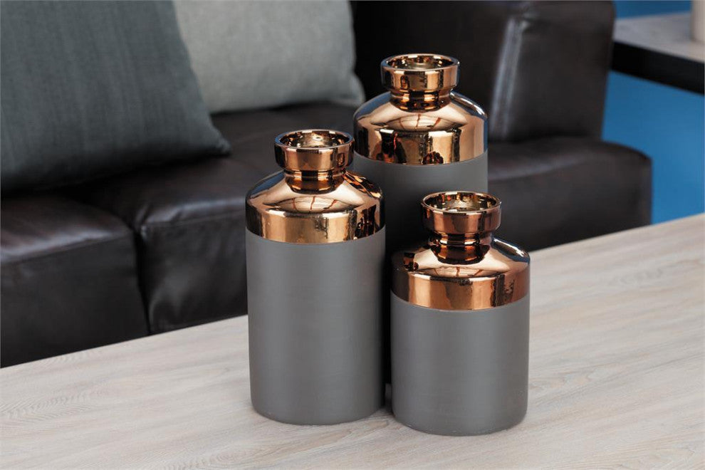 Gray Contemporary Vase, Set of 3