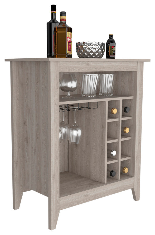 DEPOT E-SHOP Mojito Bar Cabinet,8 Wine Cubbies, Wine Rack,Open Shelf, Light Gray