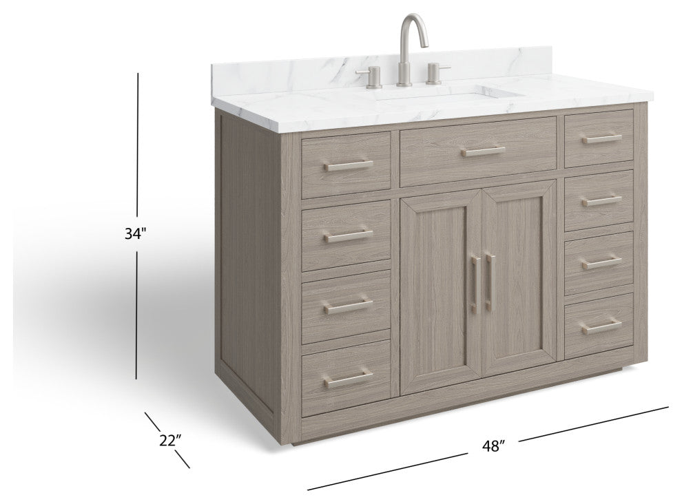 The Wyatt Bathroom Vanity, Antique Gray Oak, 48", Single Sink, Freestanding